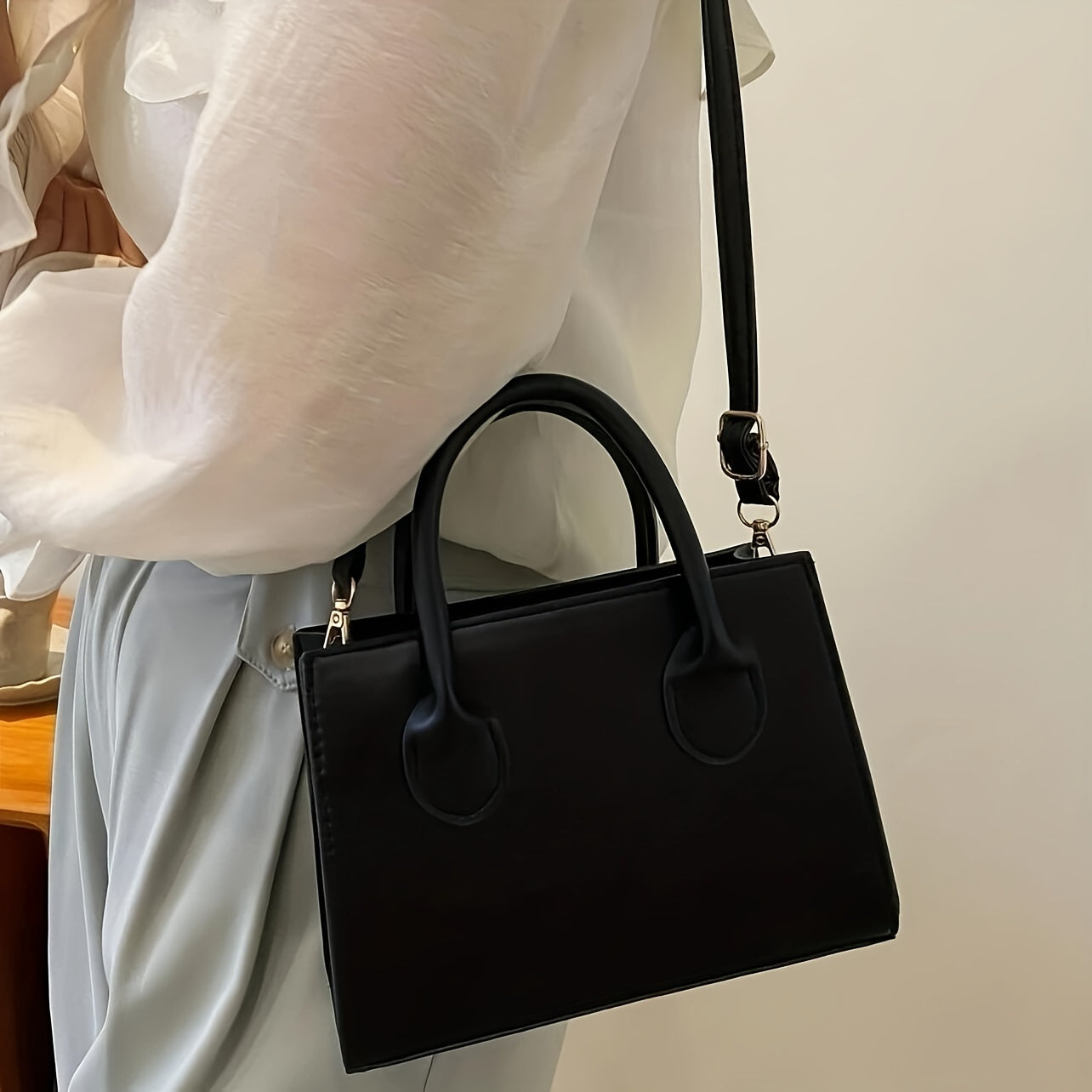 Bolsa quadrada da moda - Mini bolsa transversal, bolsa de ombro minimalista com alça superior