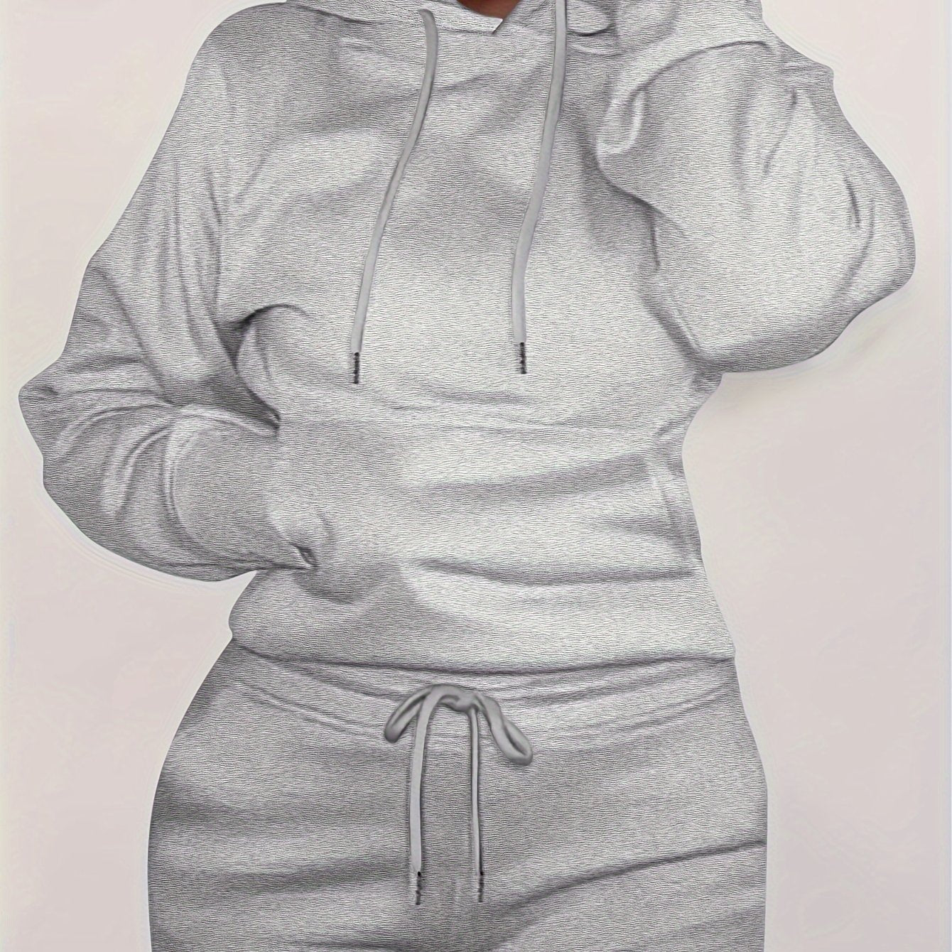 Solid Kangaroo Pocket Hoodie - Casual Long Sleeve Drawstring Sweatshirt