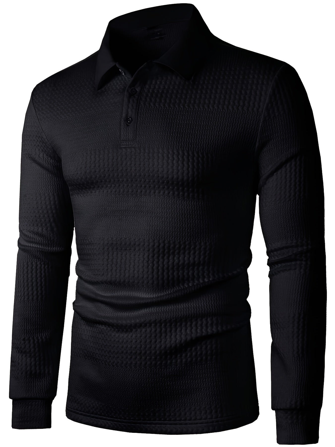 Men's Solid Long Sleeve Button-Up Shirt, Polyester-Spandex Blend