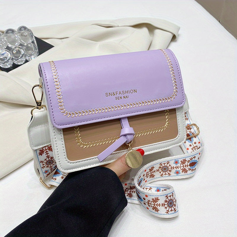 Bolsa de ombro com aba fashion - Bolsa transversal feminina com fivela e alça larga