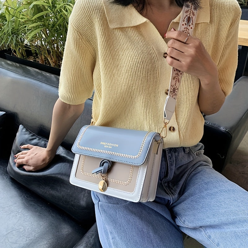 Bolsa de ombro com aba fashion - Bolsa transversal feminina com fivela e alça larga