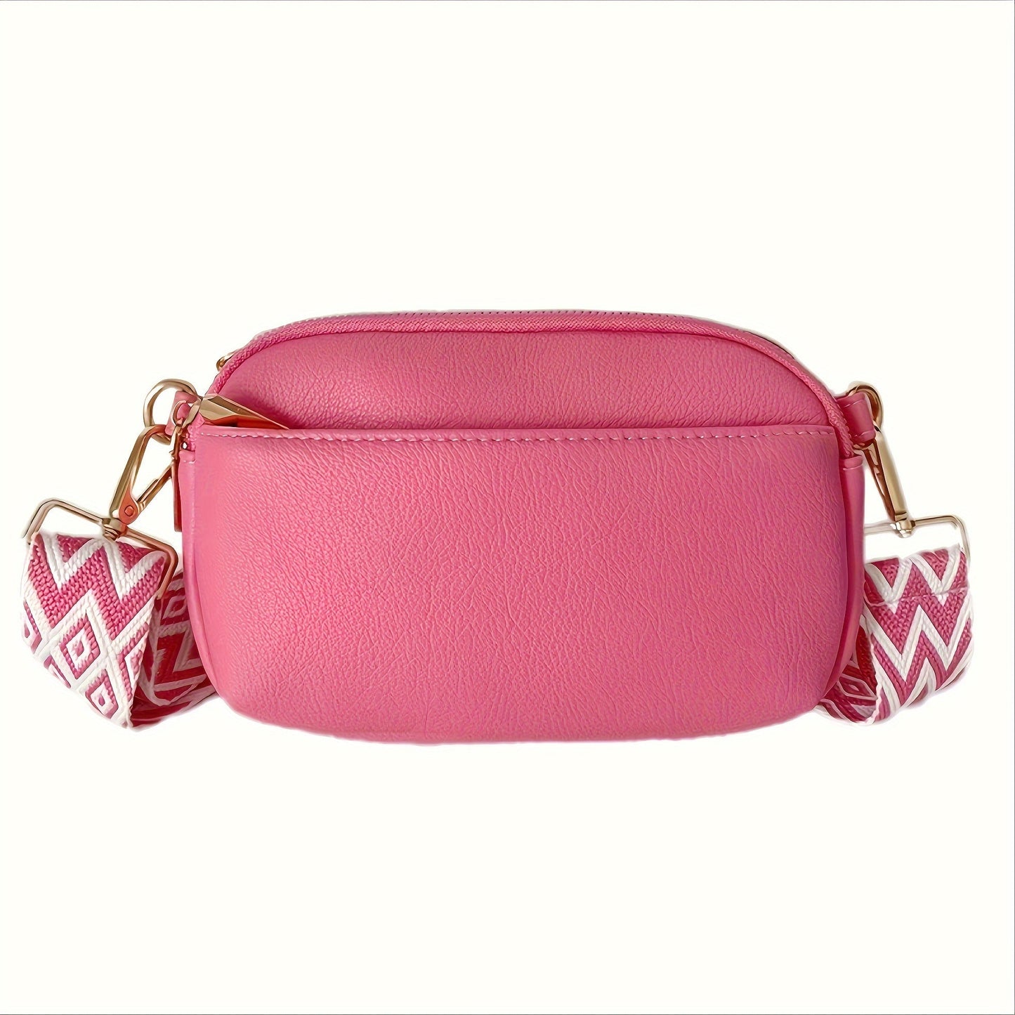 Mini Bolsa Crossbody - Quadrada Couro PU, Alça de Ombro Larga