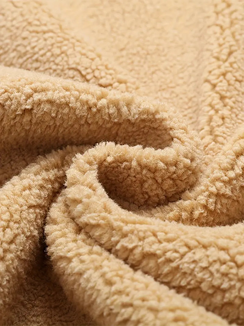 Herren Plüsch Warme und Winddichte Einfarbige Freizeitjacke Einreihige Jacke