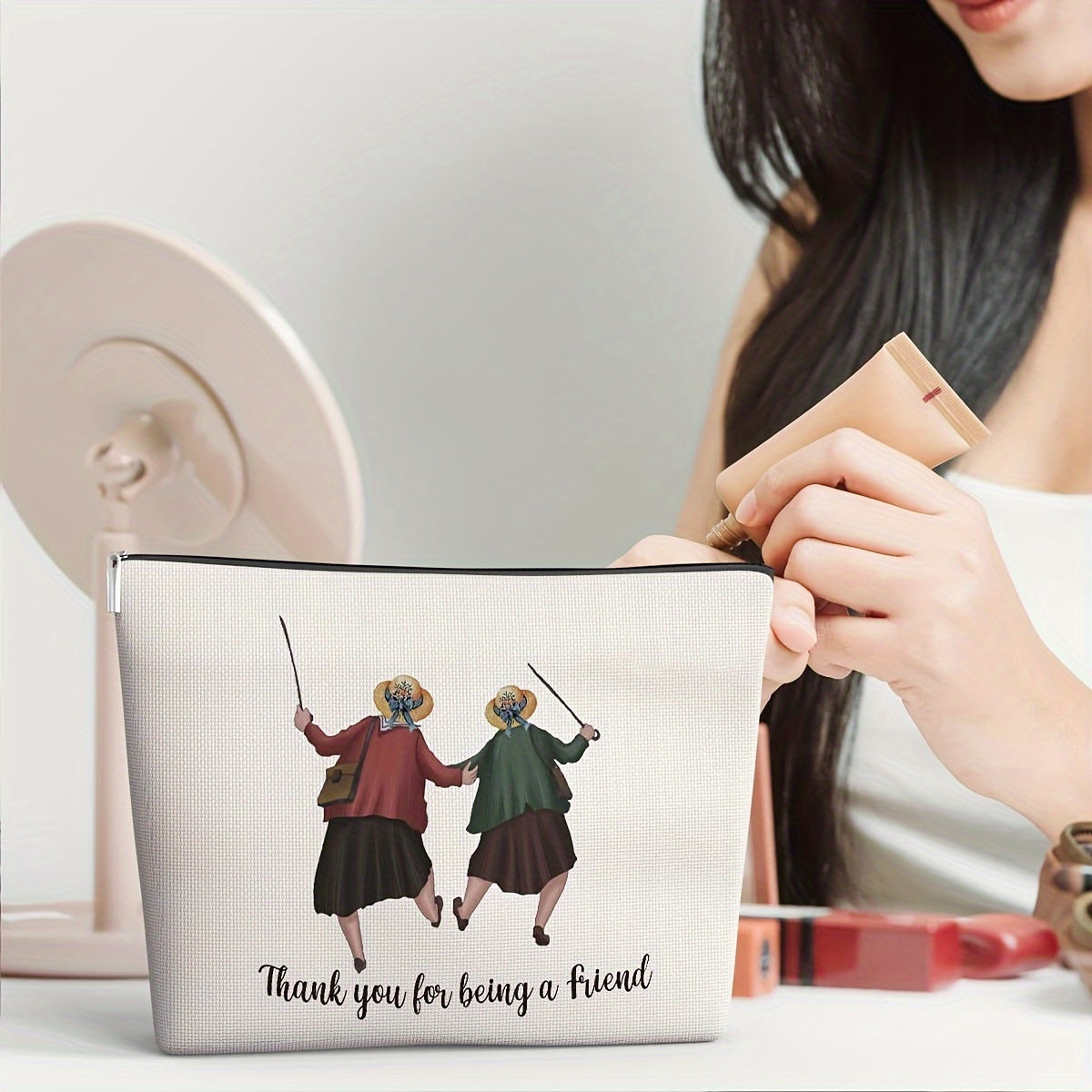 Presentes de amizade - Bolsa de cosméticos de agradecimento, presente de aniversário e Natal para melhor amigo, bolsa de viagem