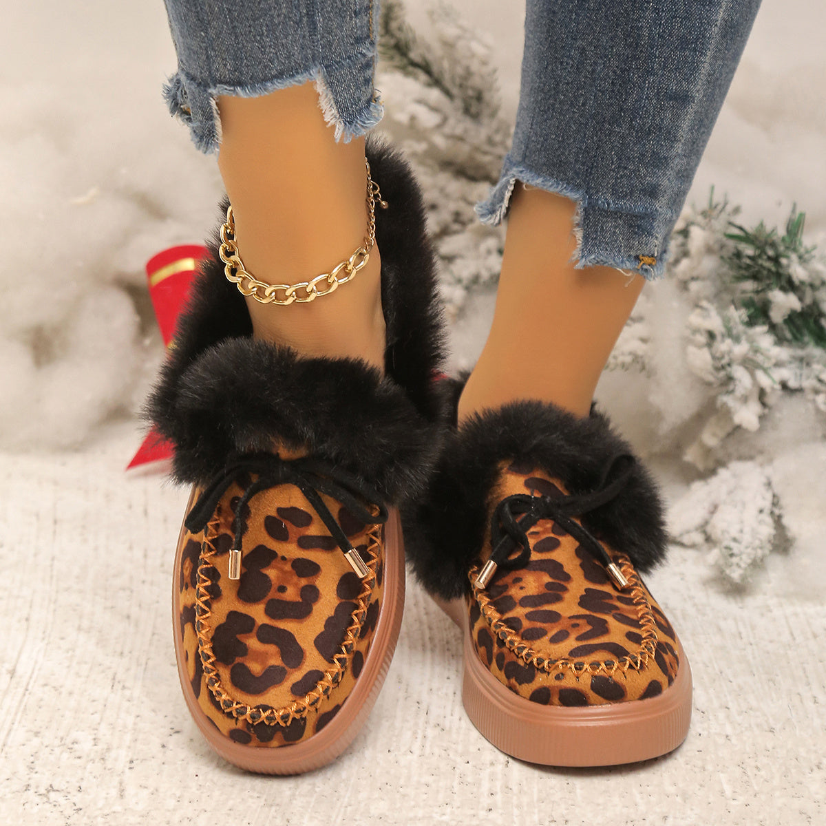 Botas femininas de inverno, cor sólida, bico redondo, salto plataforma baixo, sem cadarço, cabedal de tecido, interior de tecido, palmilha de tecido, sola de TPR, tamanho grande, quente, pelúcia, botas de neve, sapatilhas femininas para mulheres