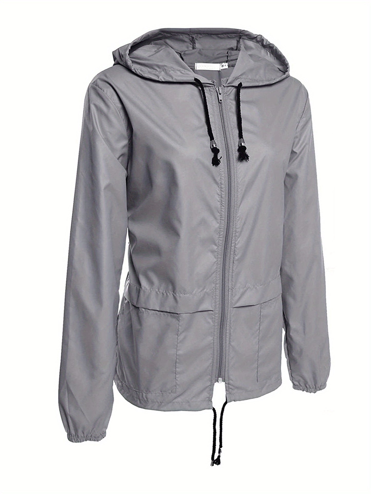 Women Packable Rain Jacket Outdoor Hooded Windbreaker with Adjustable Drawstring