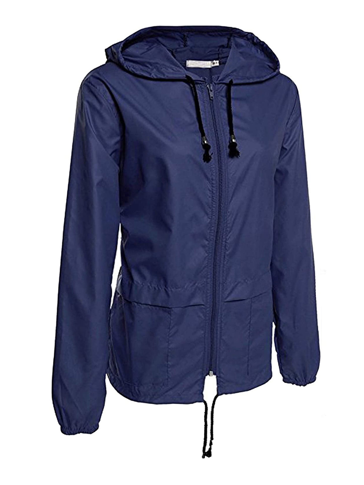 Women Packable Rain Jacket Outdoor Hooded Windbreaker with Adjustable Drawstring