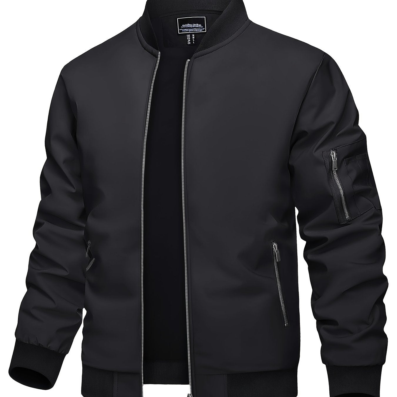 Jaqueta bomber casual masculina, corta-vento leve com bolsos