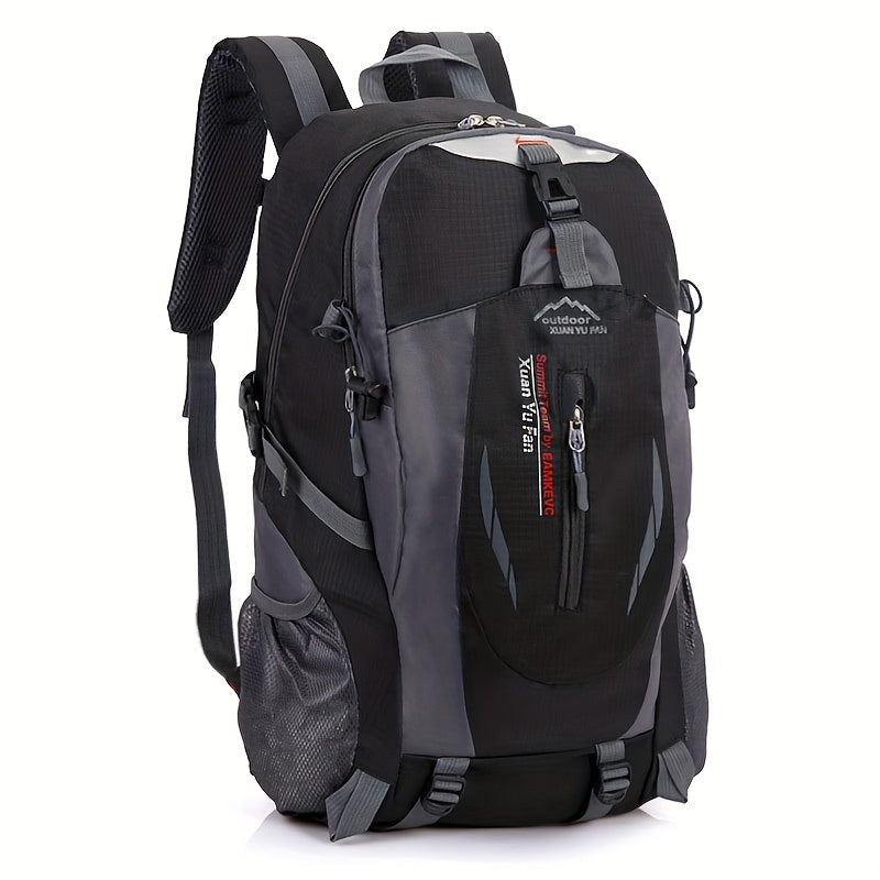 Mochila de caminhada de nylon de ajuste universal - capacidade de 7,93-10,57 galões, não à prova d'água, fecho de zíper, padrão de alfabeto, estilo esportivo para escalada e atividades ao ar livre