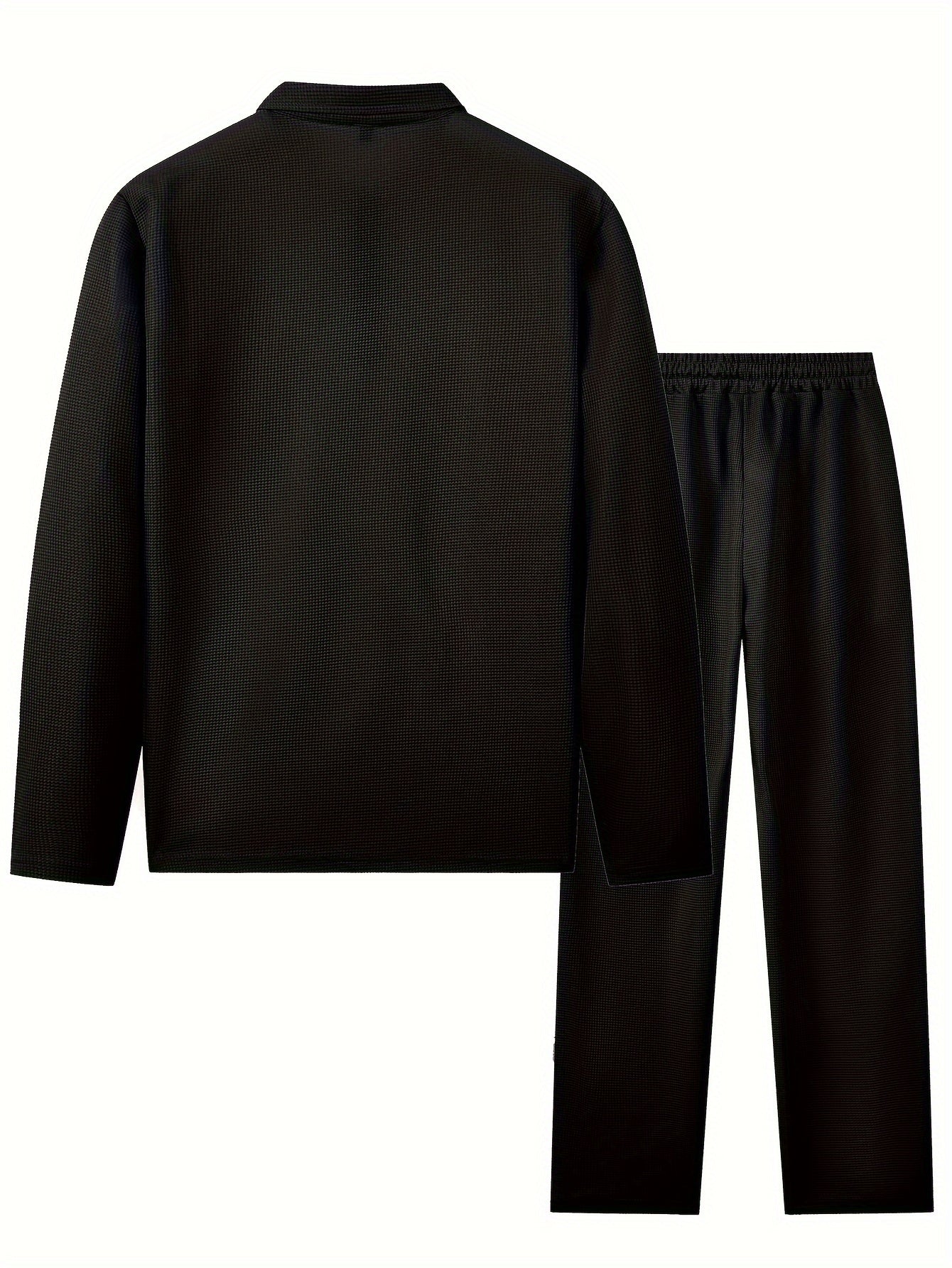 Men's 2-Piece Knitted Set, Pullover Sweatshirt & Drawstring Pants