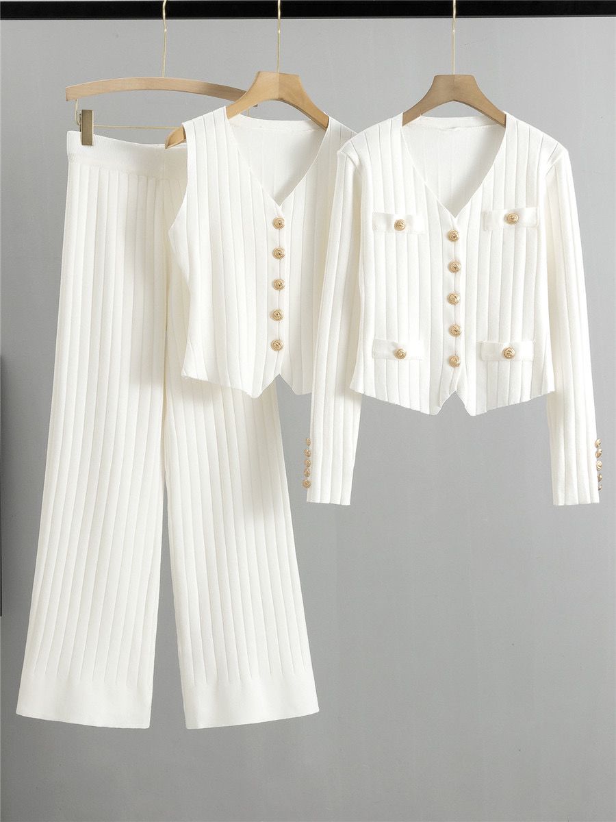 Amelia™ - Conjunto de colete de malha elegante coordenado