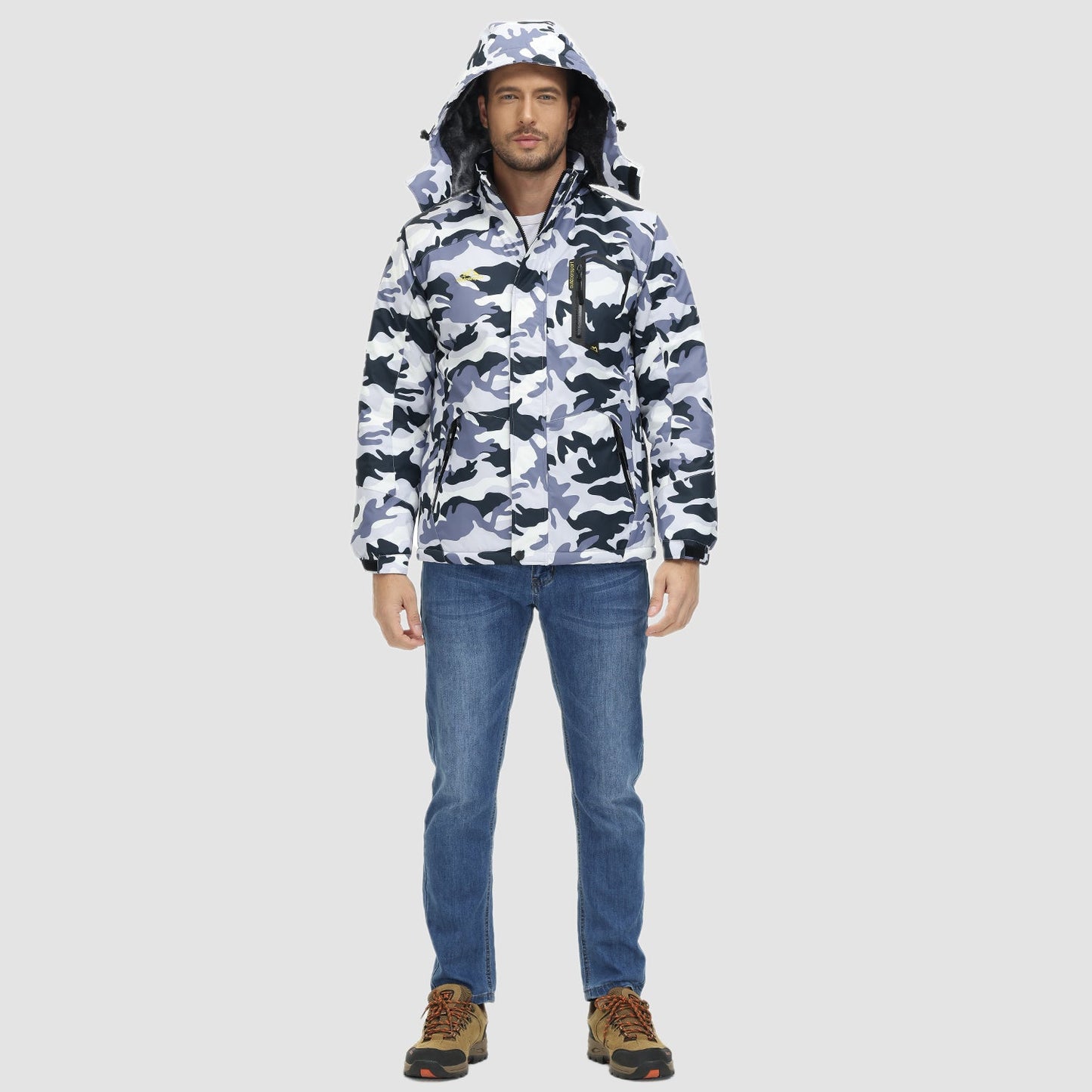 Men's Winter Jacket Water Repellent Ski Snow Jacket Warm Fleece Coat