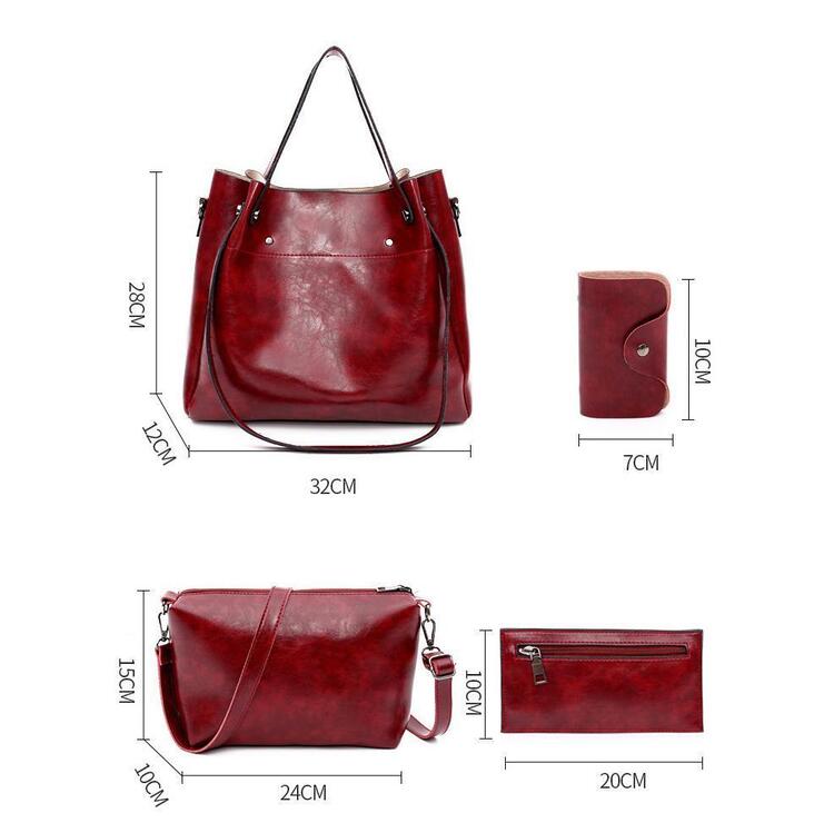 Riley™ - Conjunto de bolsa vintage macia de 4 peças