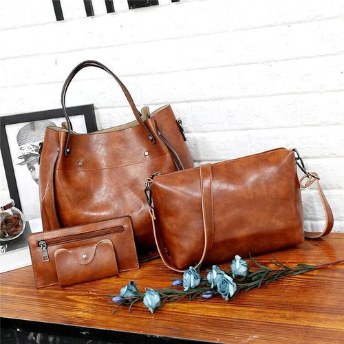 Riley™ - Conjunto de bolsa vintage macia de 4 peças