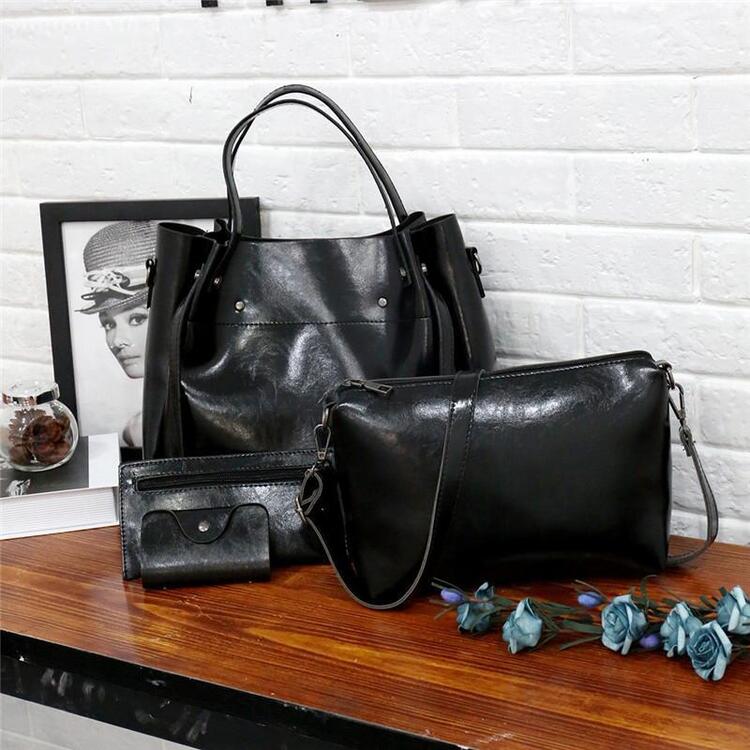Riley™ - Conjunto de bolsa vintage macia de 4 peças