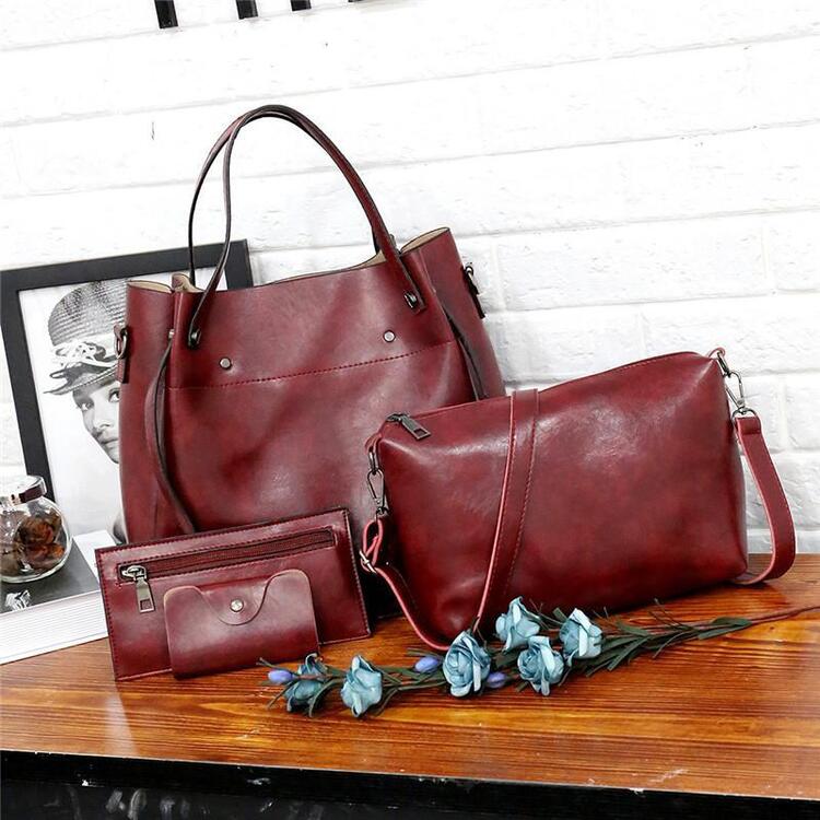 Riley™ - Conjunto de bolsa vintage macia de 4 peças