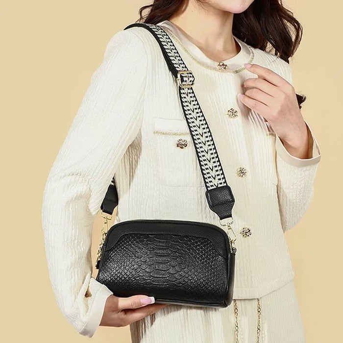 Olivia™ Elegant Allure | Bolsa tiracolo mini com padrão crocodilo
