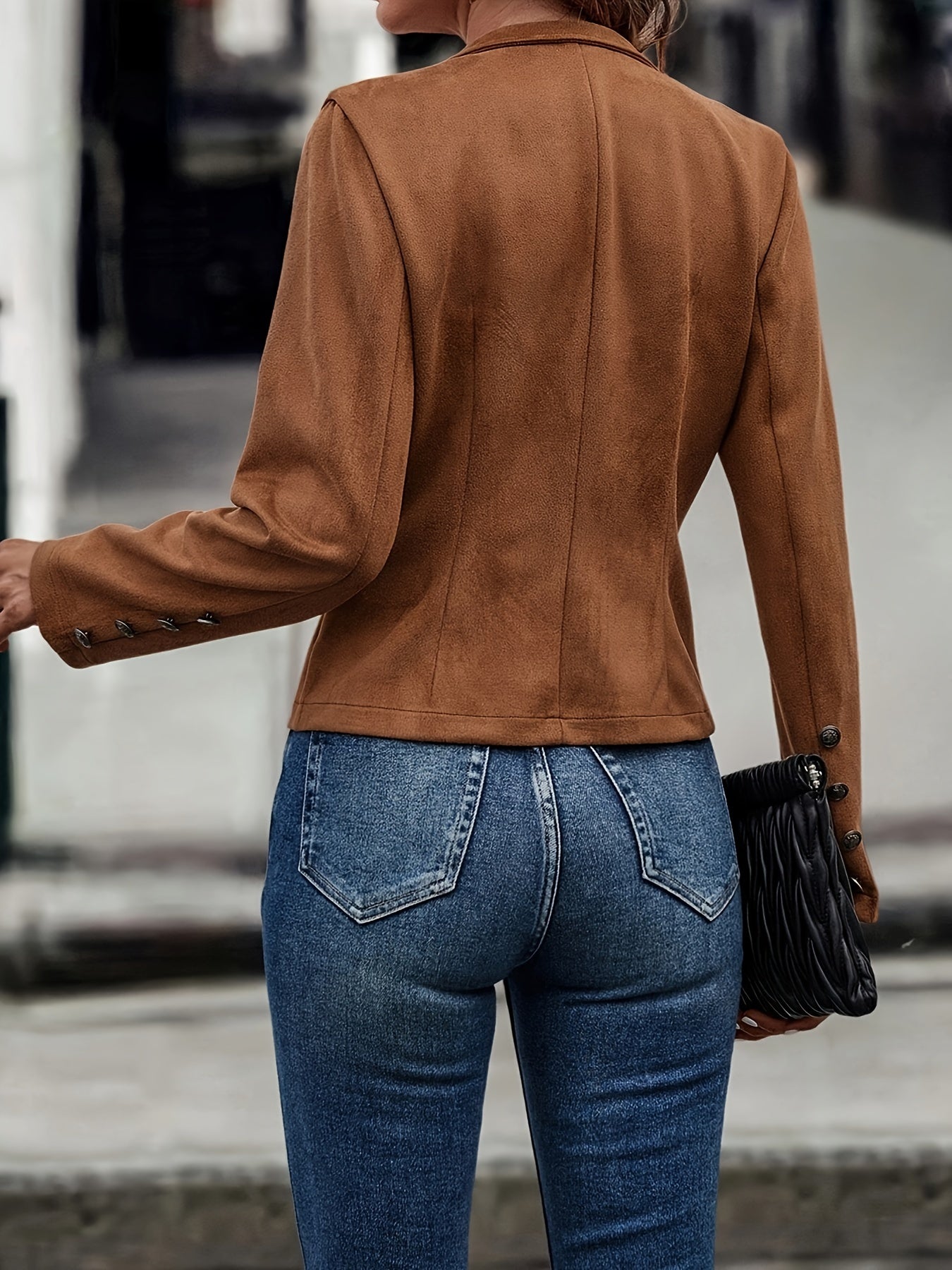 Zweireihige Jacke, langärmlige Vintage-Oberbekleidung für Frühling und Herbst.