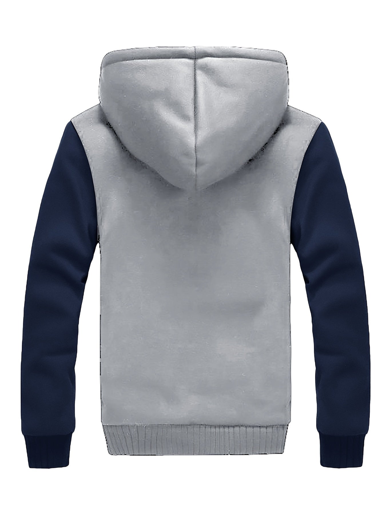 Herren-Fleecejacke mit Kapuze, lässiger Farbblockmantel für Herbst/Winter