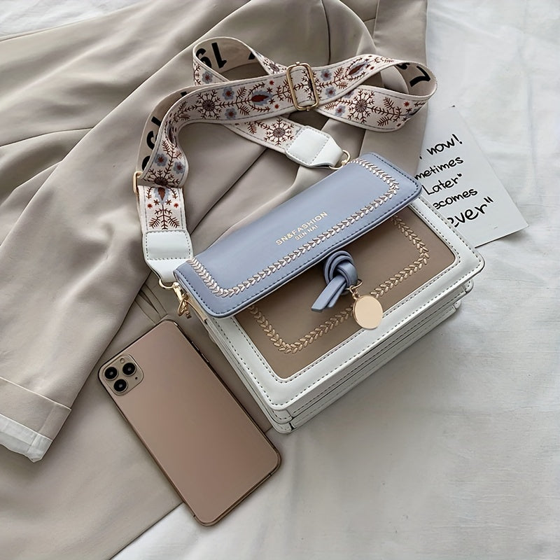 Bolsa de ombro com aba fashion - Bolsa transversal feminina com fivela e alça larga