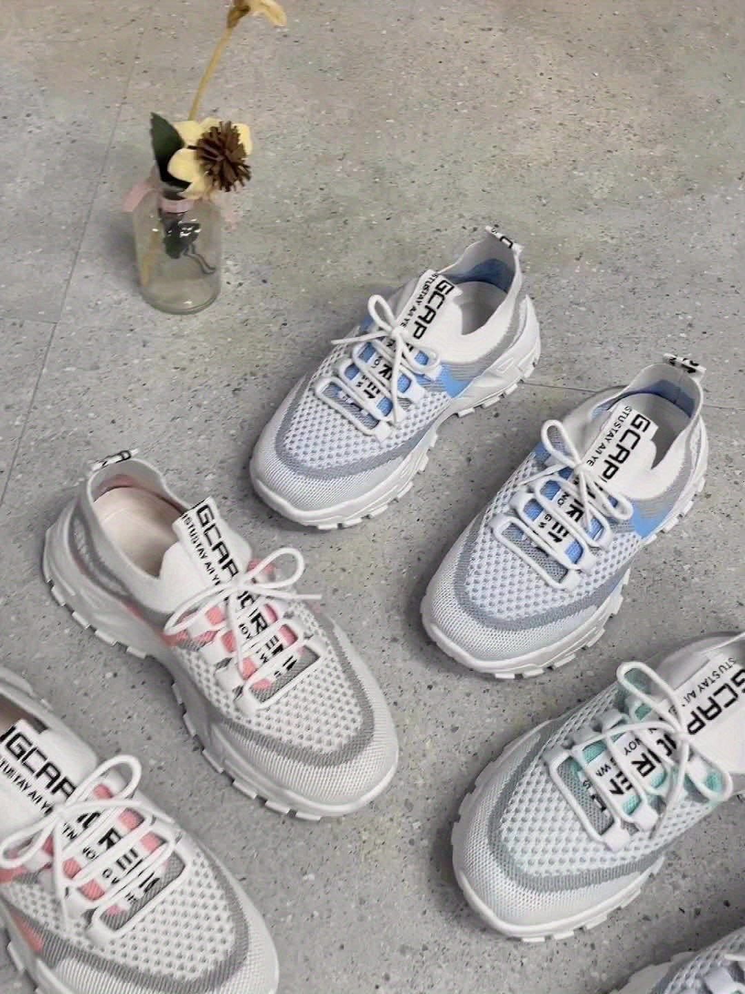 Women's Colorblock Knit Sneakers, Breathable Low Top Running Shoes (Plus Size)