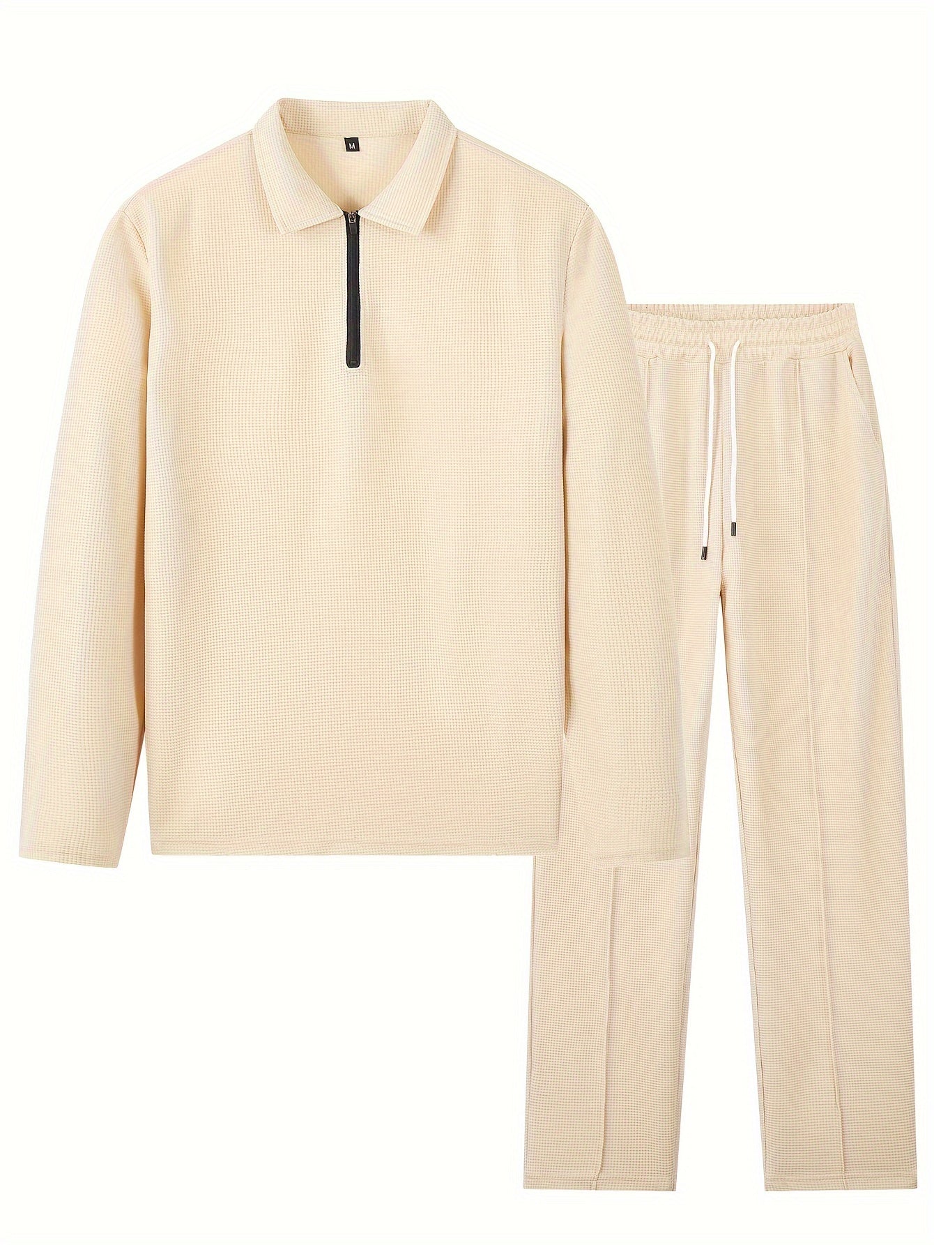Men's 2-Piece Knitted Set, Pullover Sweatshirt & Drawstring Pants