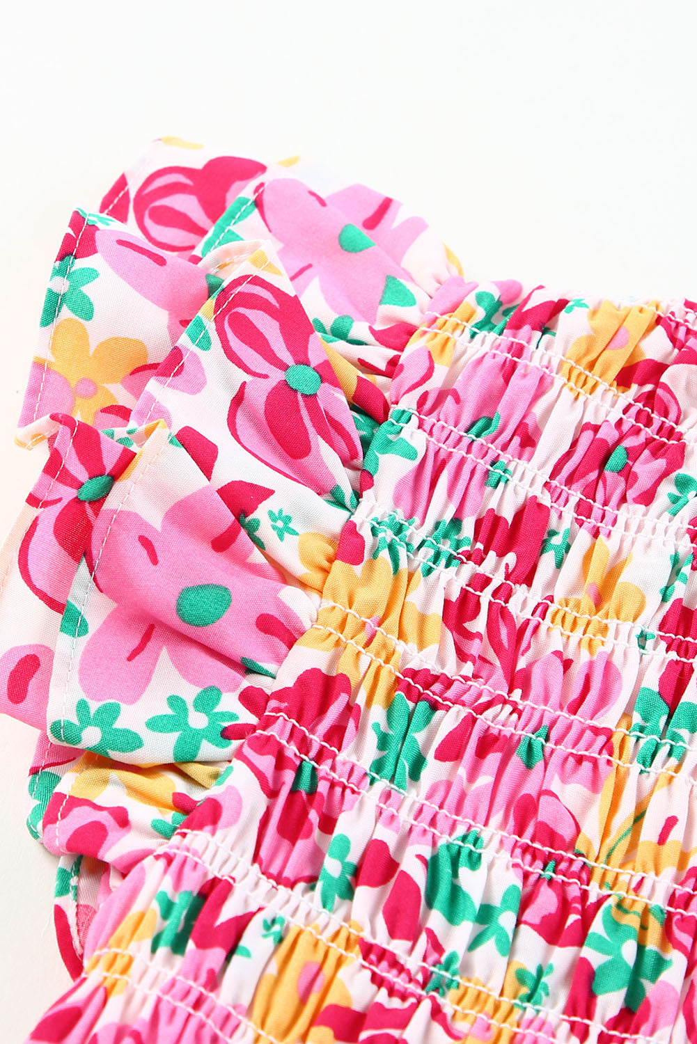 Smocked Bodice Ruffle Floral Dresses