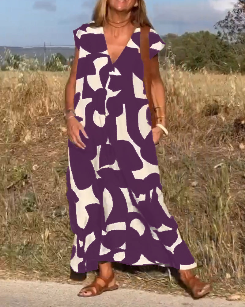 Aria™ - Vestido estampado com decote em V suave e fluido