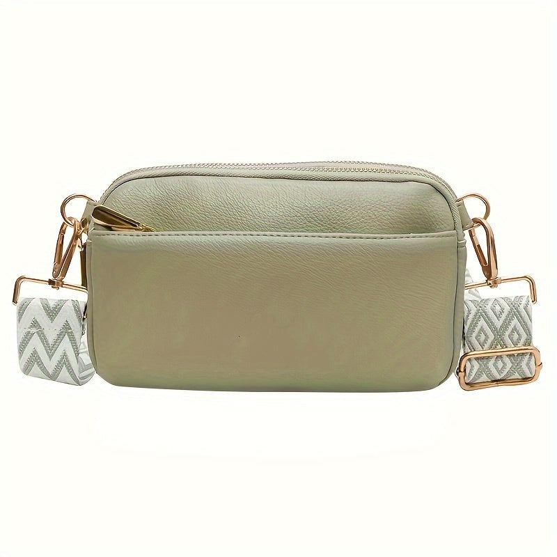 Mini Bolsa Crossbody - Quadrada Couro PU, Alça de Ombro Larga