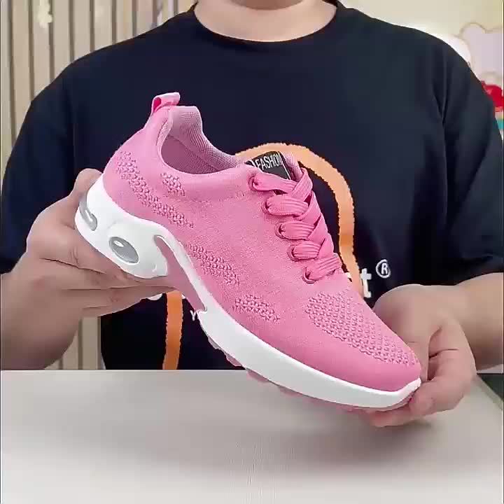 Womens Low-Top Air Cushion Sneakers - Shock Absorbing, Breathable, Comfortable, and Lightweight Fabric Shoes for Outdoor Sports and Daily Wear - All-Season, Lace-Up, Solid Color, and MD Sole