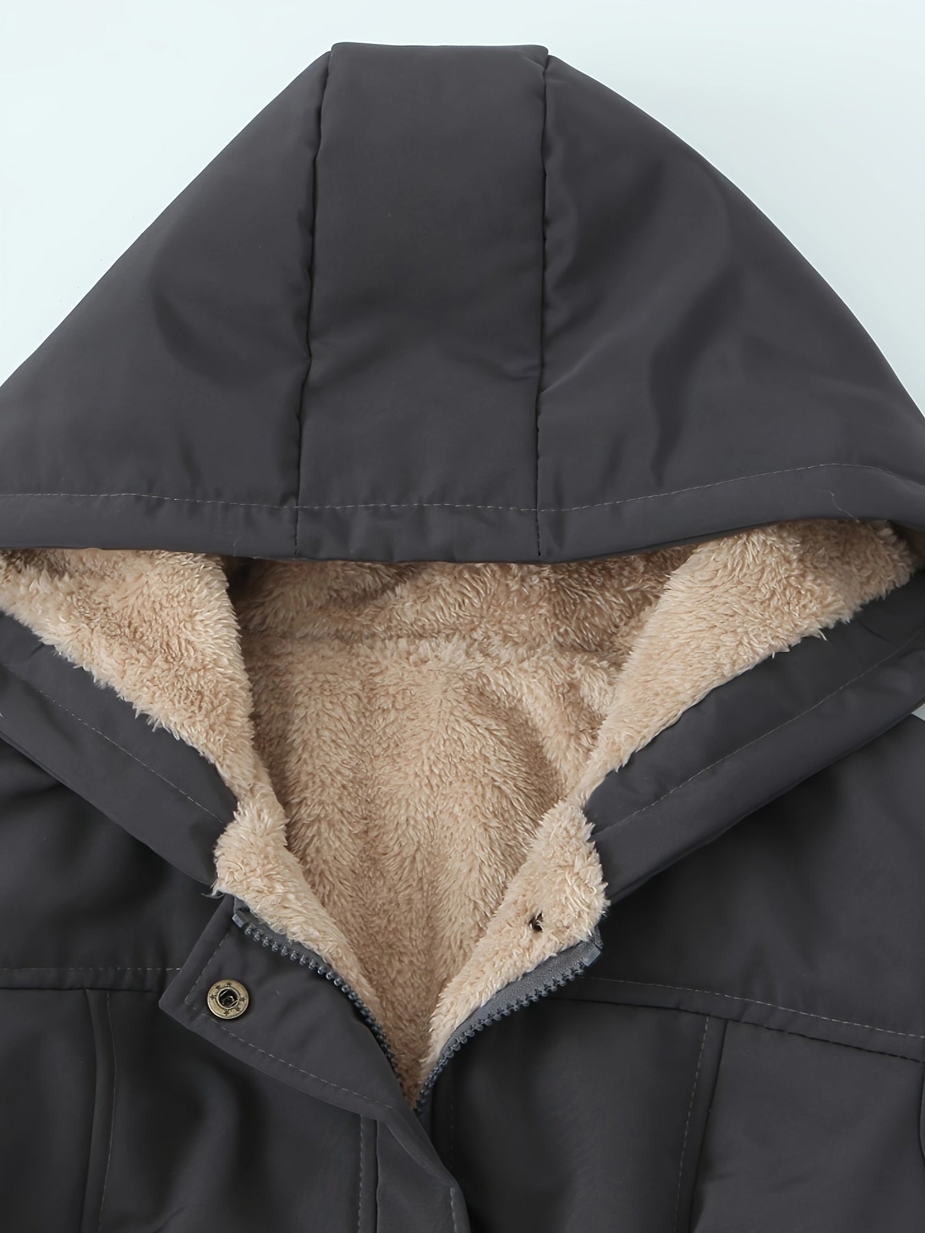Women's Hooded Midi Coat, Padded, Drawstring Detail