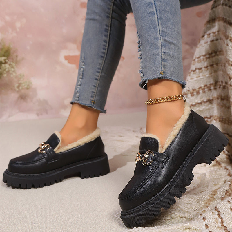 Ella™ – Warme, bequeme, klobige Loafer mit Fleecefutter