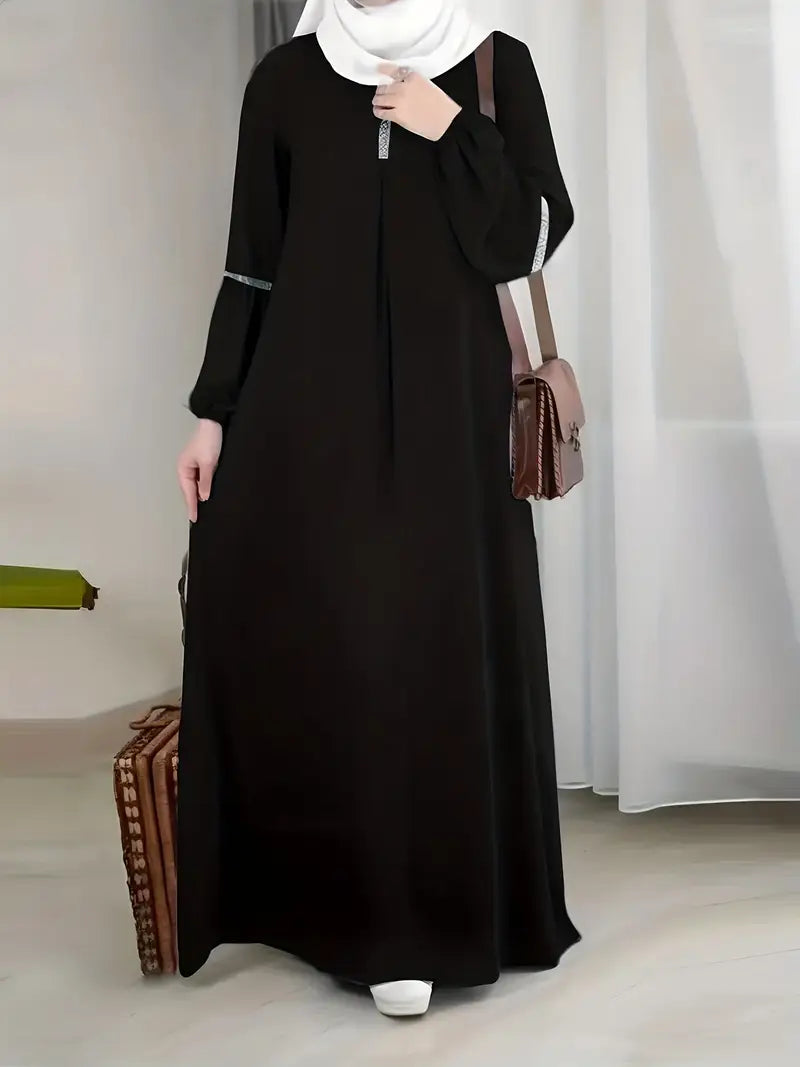 Elegant Green Sequin Abaya – Modest Long Sleeve Kaftan Dress