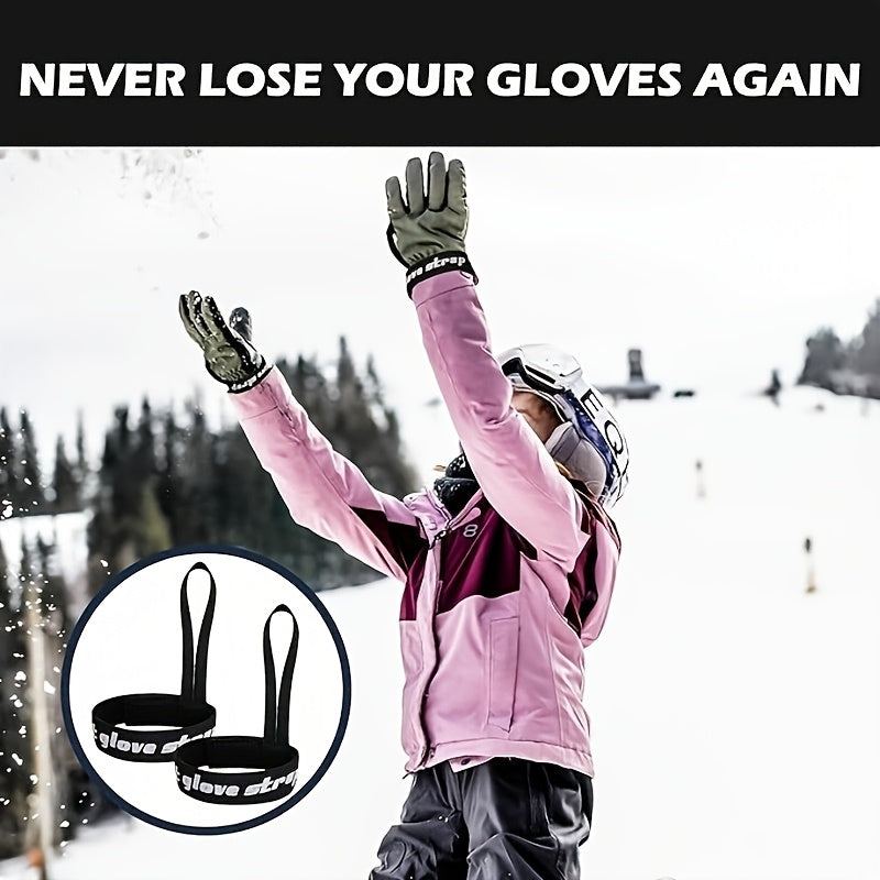 2-Pack/4-Pack Black Polyester Ski Glove Straps, Knit Fabric Wristbands for Secure Glove Hanging, Winter Outdoor Skiing Accessories, Suitable for Comprehensive Training, Ideal Gift for New Year and Valentine'S Day