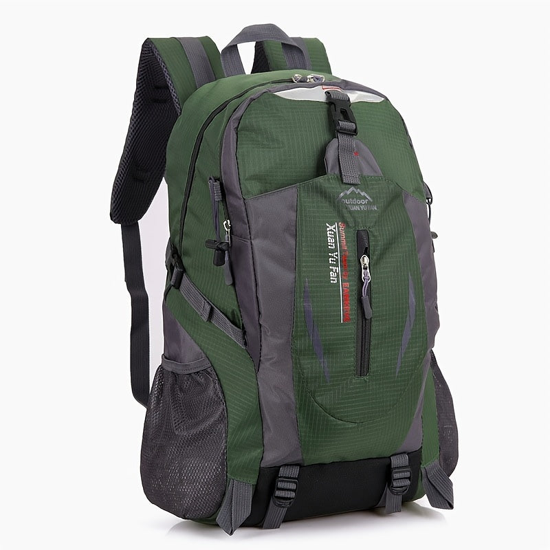 Mochila de caminhada de nylon de ajuste universal - capacidade de 7,93-10,57 galões, não à prova d'água, fecho de zíper, padrão de alfabeto, estilo esportivo para escalada e atividades ao ar livre