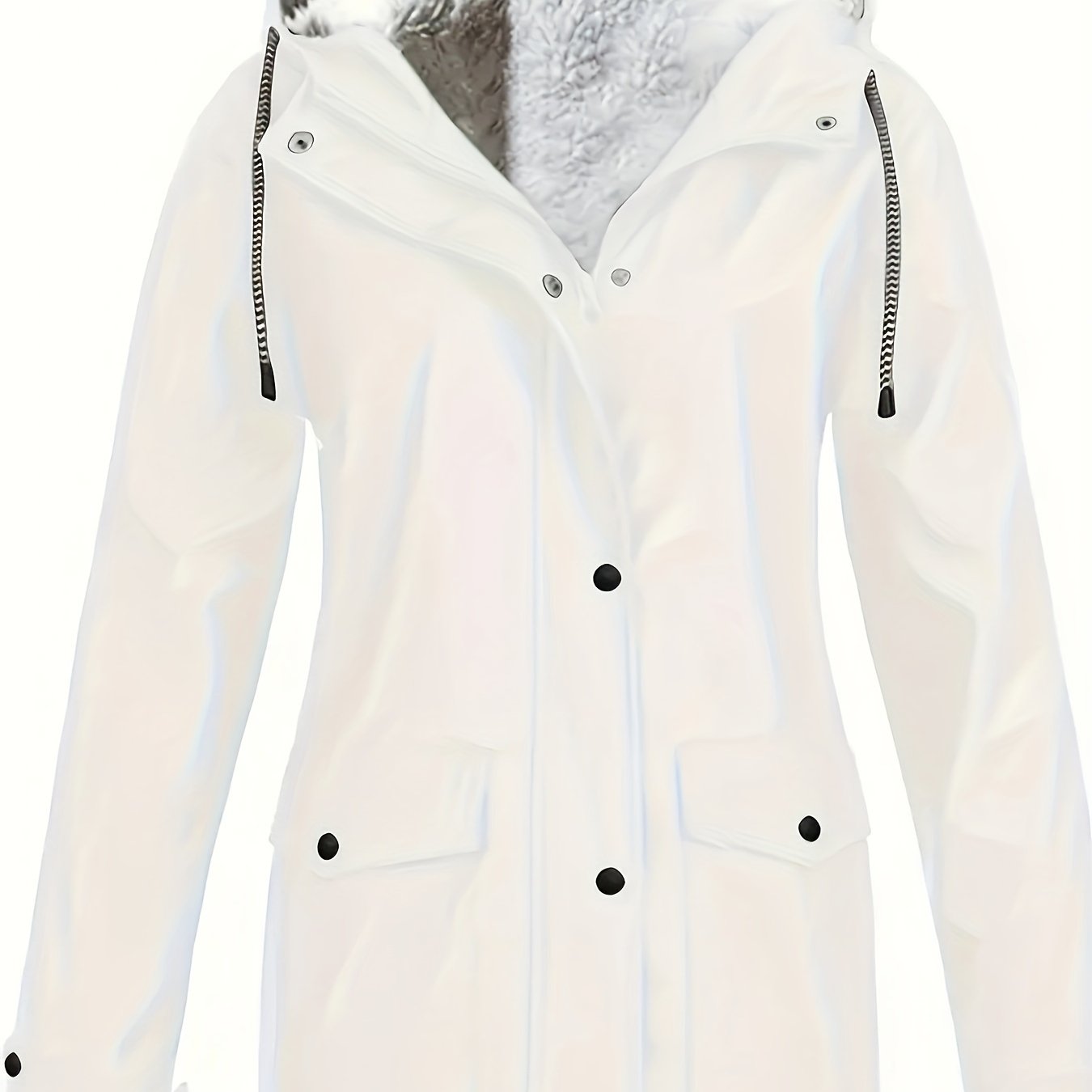 Casual Zip Hooded Puffer Jacket, Waterproof, Warm Outerwear