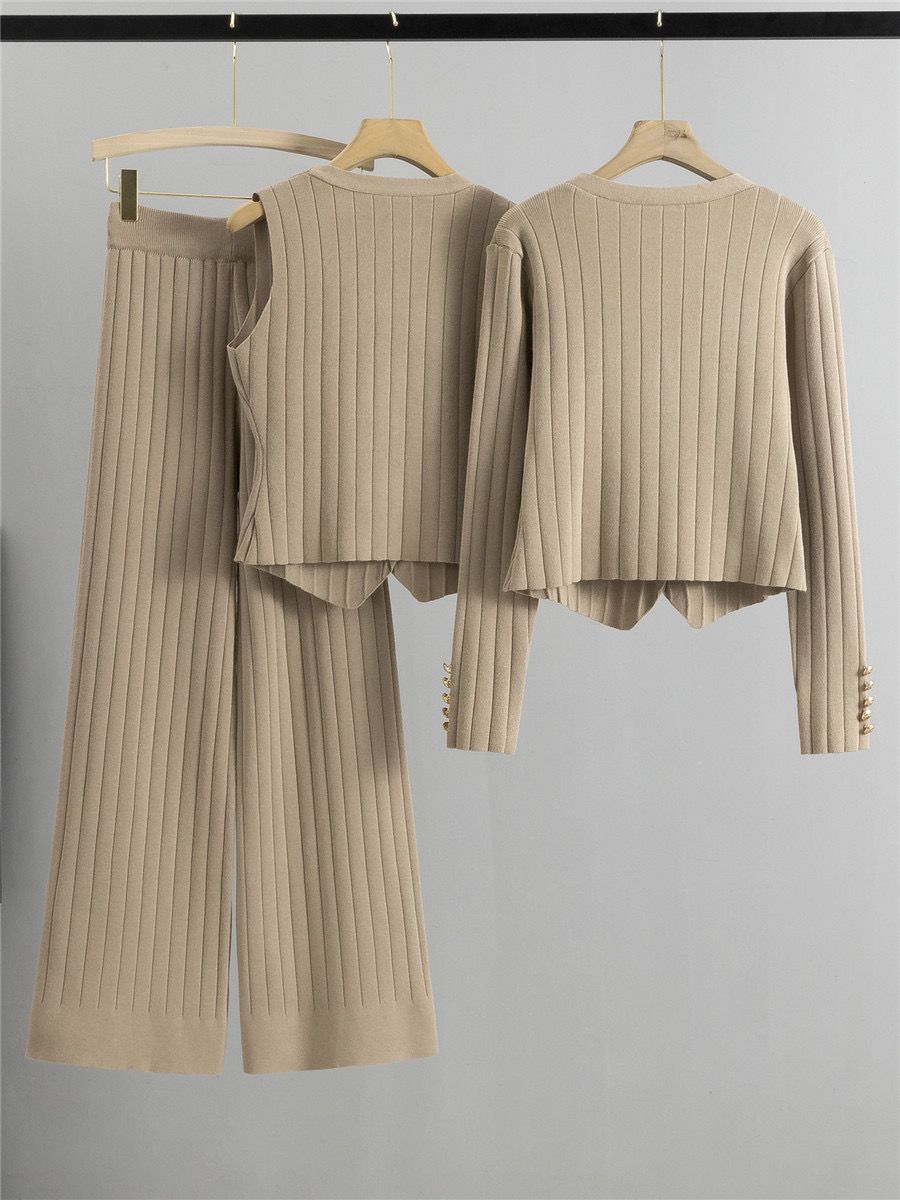 Amelia™ - Conjunto de colete de malha elegante coordenado