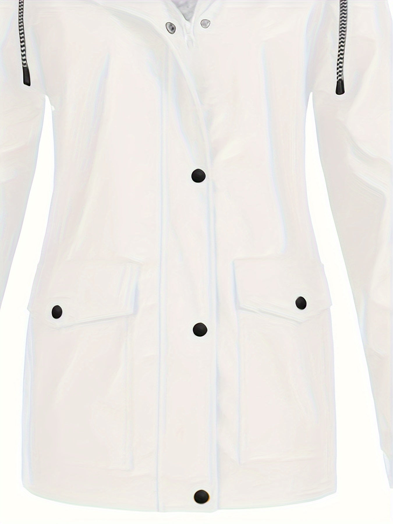 Corta-vento feminino com capuz e forro de lã - Jaqueta impermeável e casual de manga comprida para outono/inverno