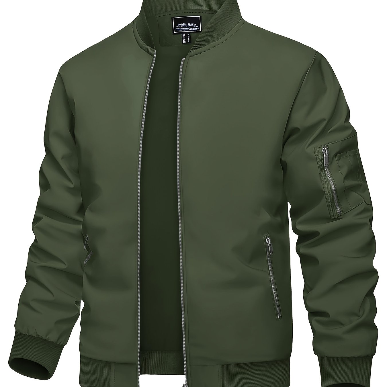Jaqueta bomber casual masculina, corta-vento leve com bolsos