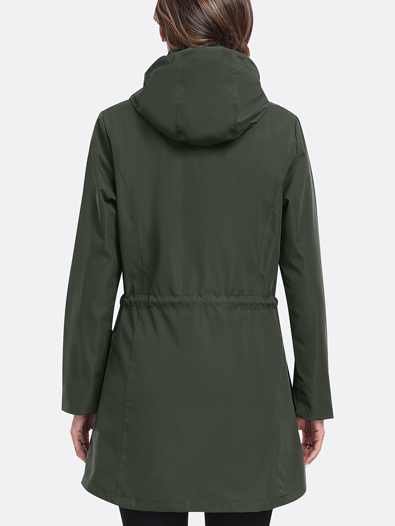 Rain Jacket Women'S Waterproof Hood Transition Jacket Long with Breathable Lining Trench Coat Windbreaker