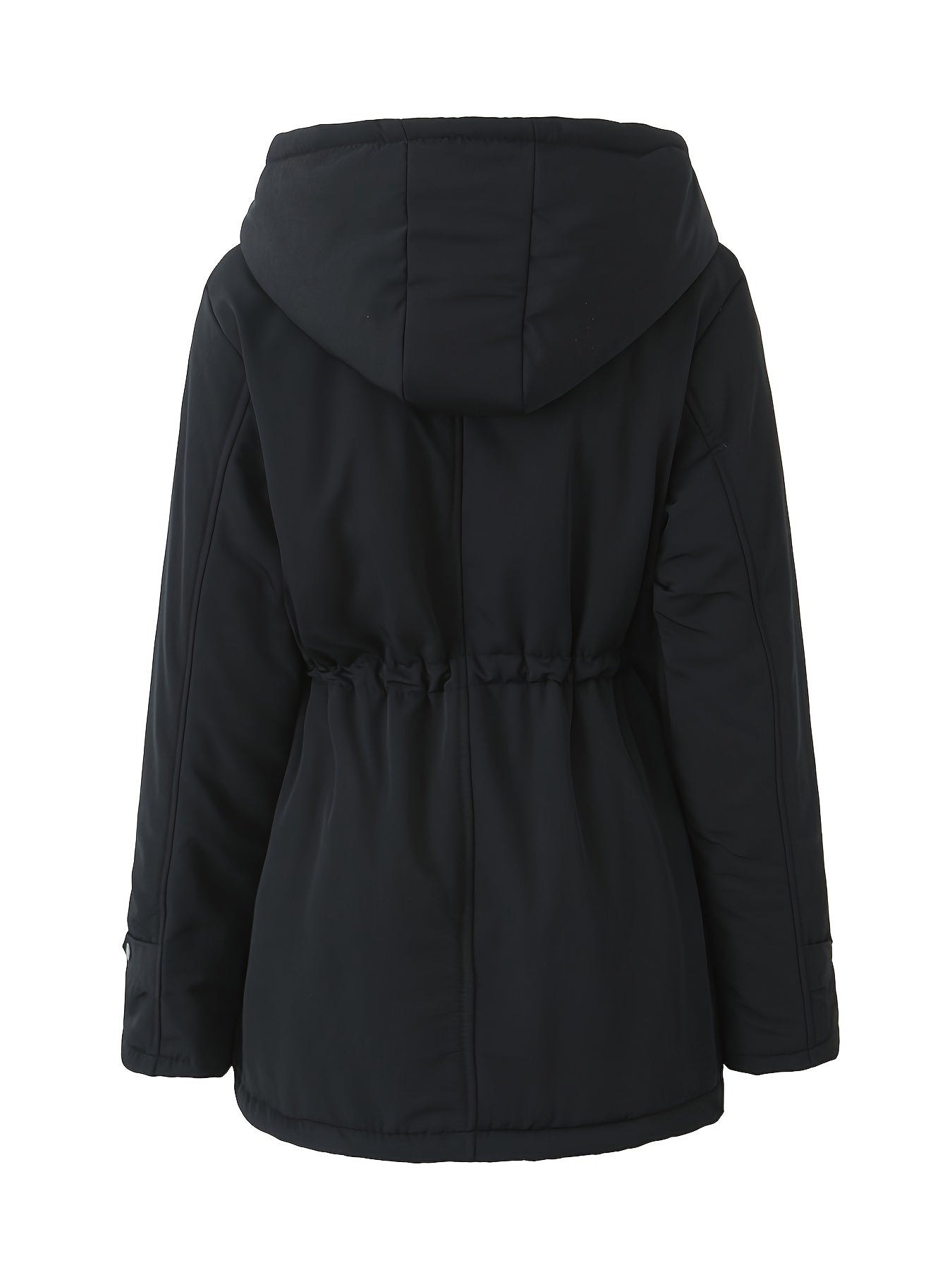 Women's Hooded Midi Coat, Padded, Drawstring Detail