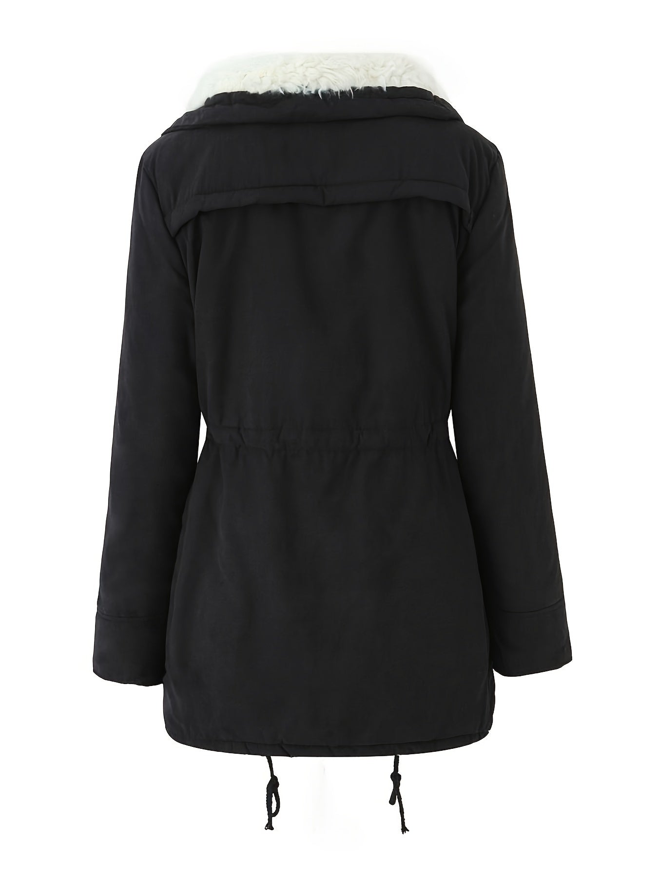 Women's Casual Midi Parka Coat, Drawstring, Winter Jacket with Pockets
