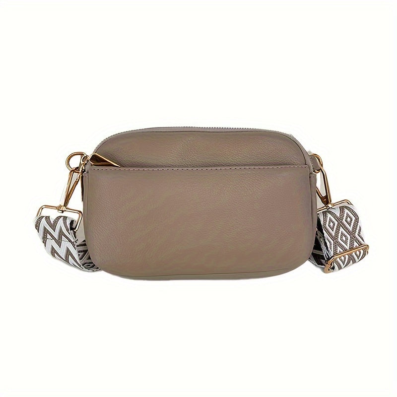 Mini Bolsa Crossbody - Quadrada Couro PU, Alça de Ombro Larga