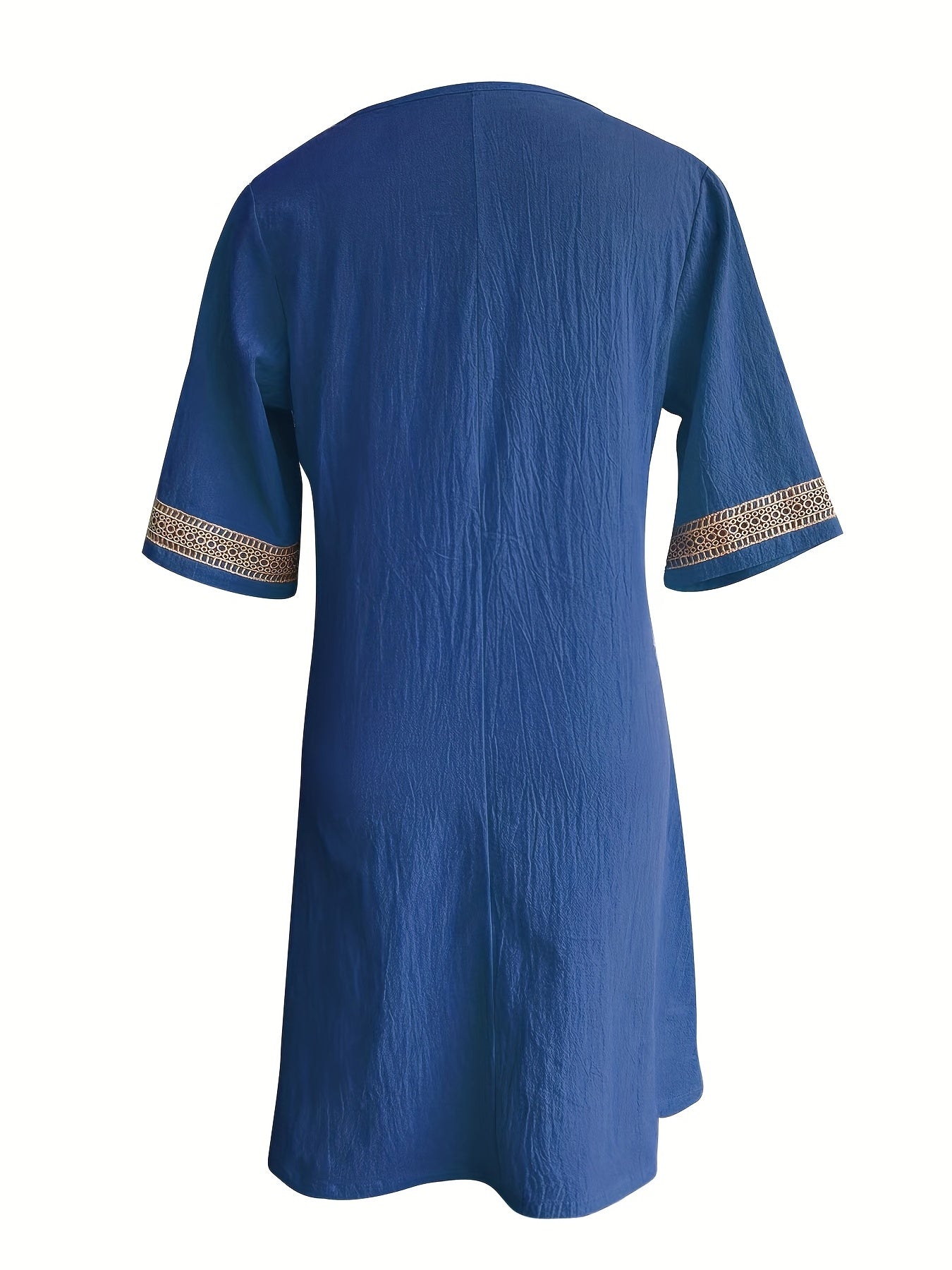 Guipure Lace V-Neck Dress, Casual Short Sleeve for Spring & Summer.