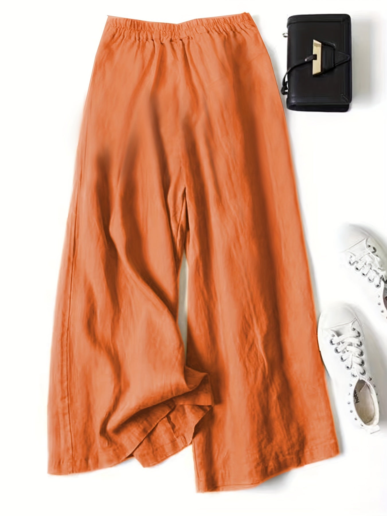 Solid Wide Leg Pants, Casual Palazzo Pants For Spring & Summer, Women's Clothing