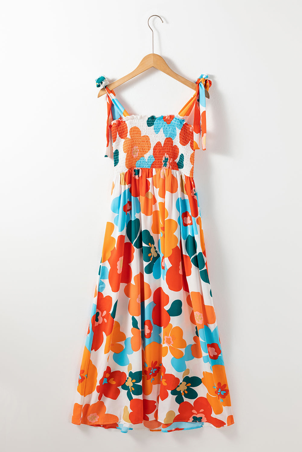 Vestidos longos com alças auto-amarrada florais