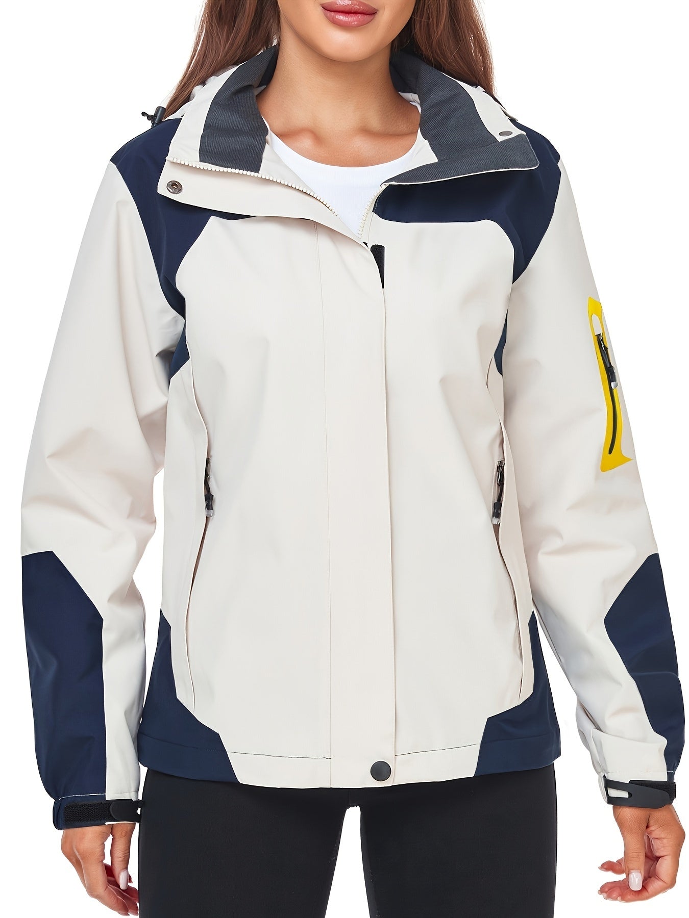 Womens Waterproof Rain Jacket Lightweight Active Outdoor Raincoat With Removable Hood