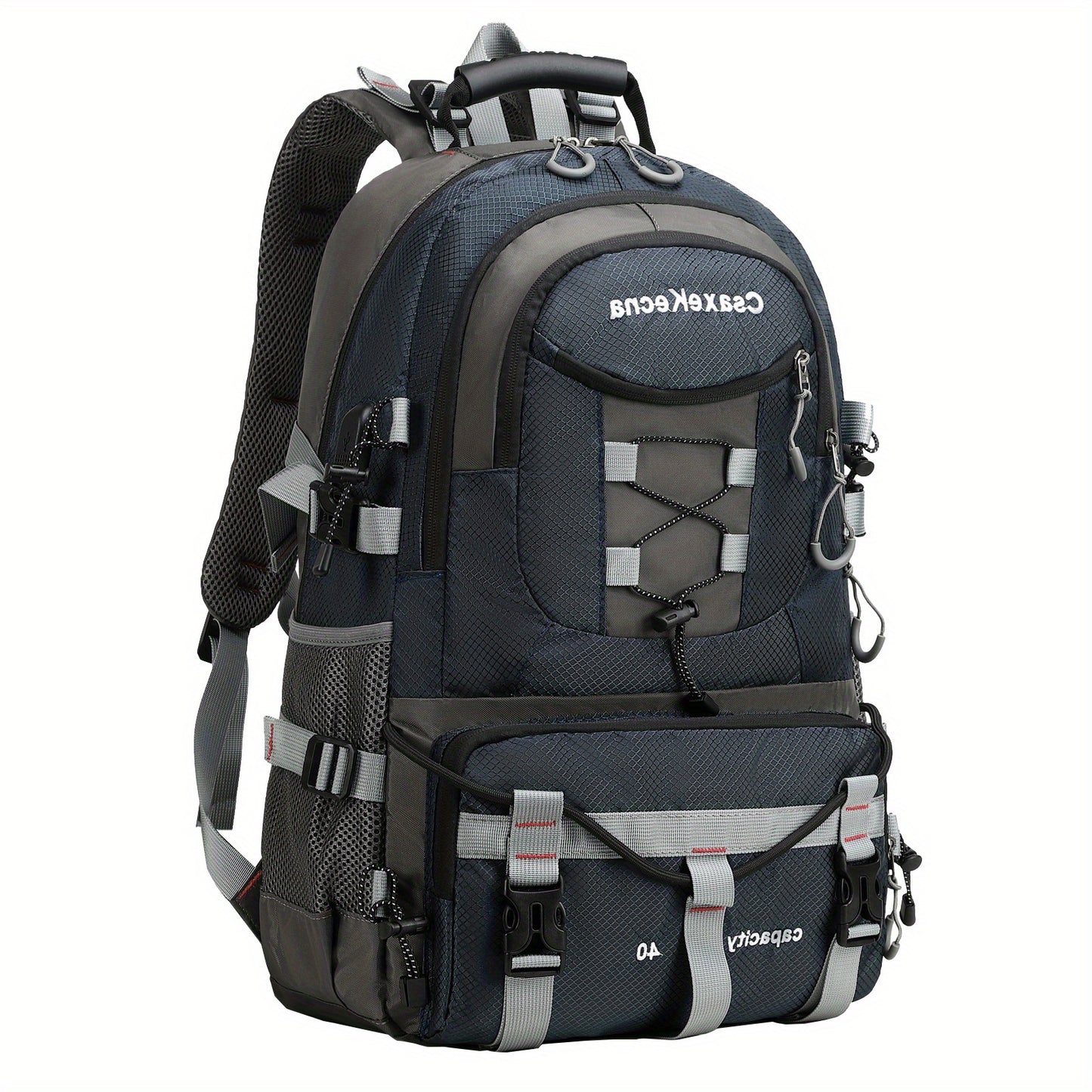 CASAKEMCA Mochila de viagem leve de nylon de 10,57 galões com porta de carregamento USB - à prova d'água, alças ajustáveis, vários compartimentos, ideal para caminhadas e acampamentos - presente perfeito para homens e mulheres, mochila para viagem