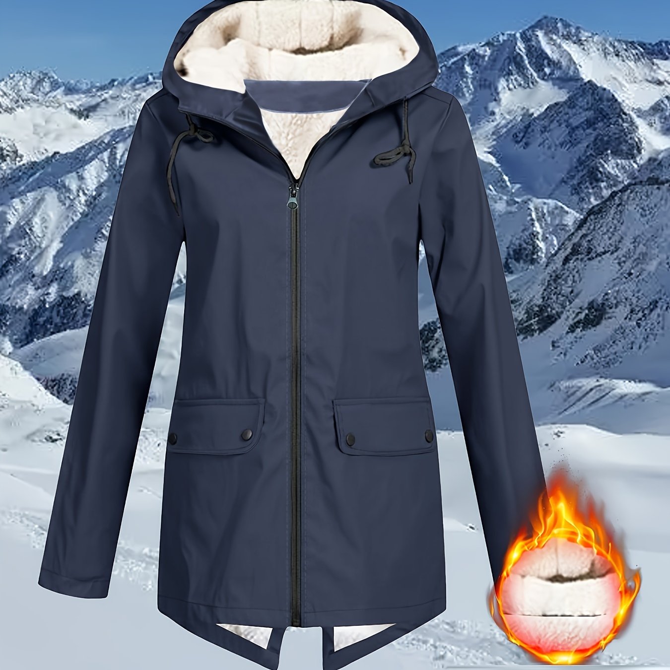 Flap Pockets Zip-up Hoodie Jacket - Casual Long Sleeve Windbreaker for Fall & Winter