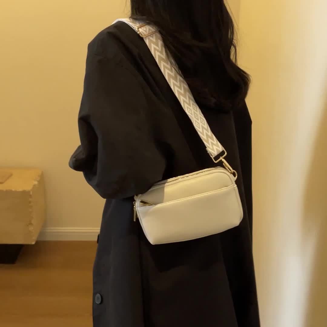 Mini Bolsa Crossbody - Quadrada Couro PU, Alça de Ombro Larga